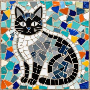 Trencadís Style Mosaic Cat Art – Custom Size