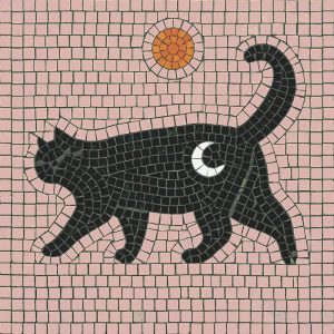 Mystical Black Cat Mosaic Art – 20×20 cm