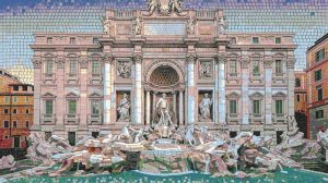 Trevi Fountain Mosaic Art – Classical Rome Wall Decor