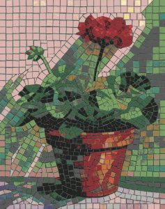 Red Flower in Pot Mosaic Art