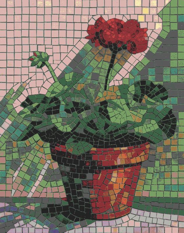 Red Flower in Pot Mosaic Art