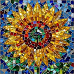 Vibrant Sunflower Mosaic Art – Custom Opus Incertum