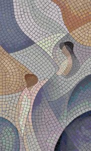 Abstract Mosaic Embrace – Serene Figurative Art