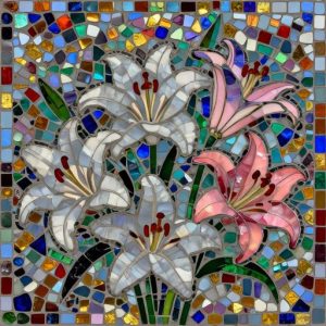 Elegant Lily Bouquet Mosaic Art