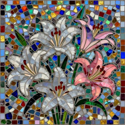 Elegant Lily Bouquet Mosaic Art