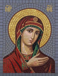 Mosaic Portrait of the Virgin Mary – Classical AI Style