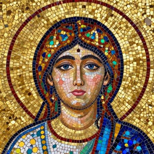 Byzantine Mosaic Art: Radiant Portrait of a Woman