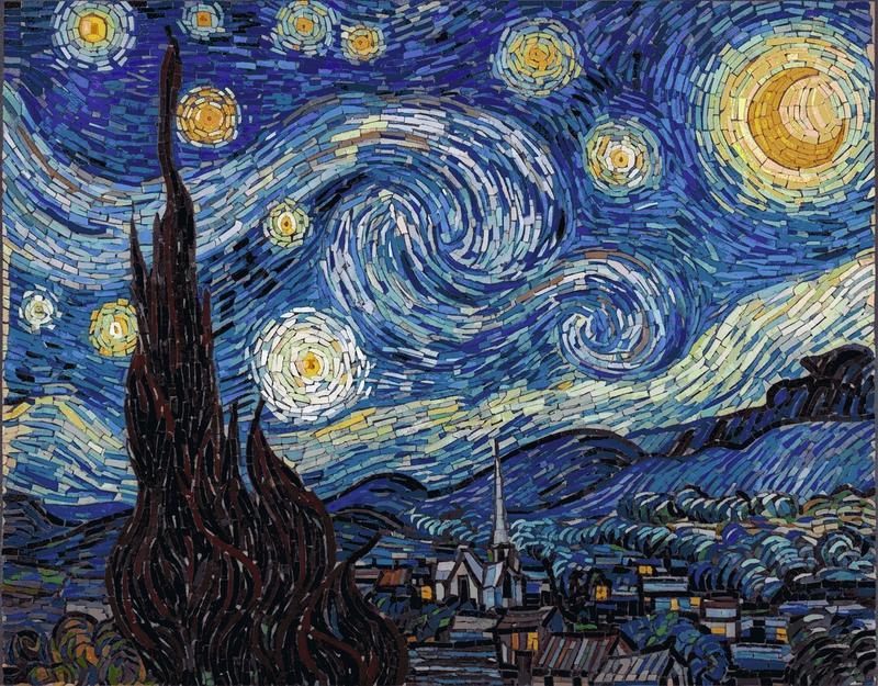 Starry Night Mosaic Art - Handcrafted Celestial Masterpiece