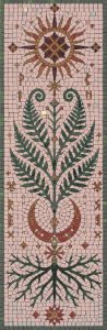 Celestial Nature Mosaic Panel – Sun, Moon and Fern