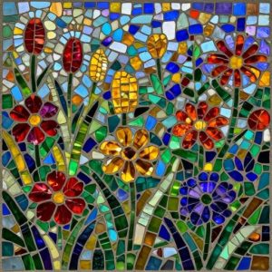 Vibrant Flower Field Mosaic Art – Custom Size