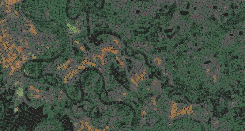 Abstract Mosaic 'Green Flows' (60x32 cm)