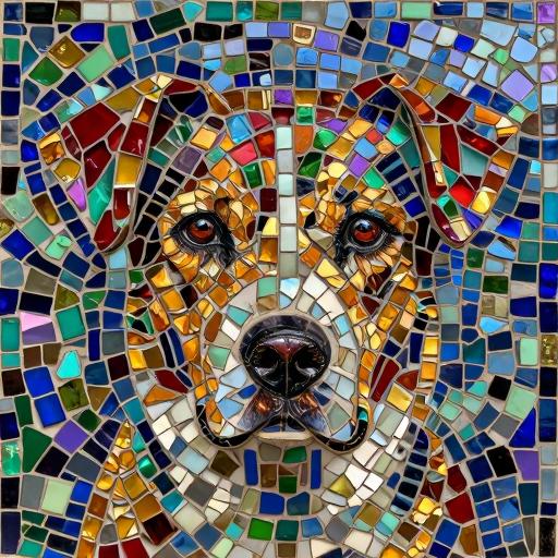 Custom Dog Portrait Mosaic Art - Opus Incertum Style