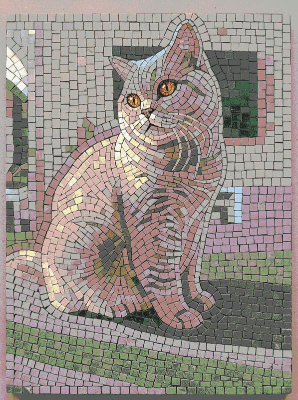 Graceful Cat Mosaic Art - 60x80 cm