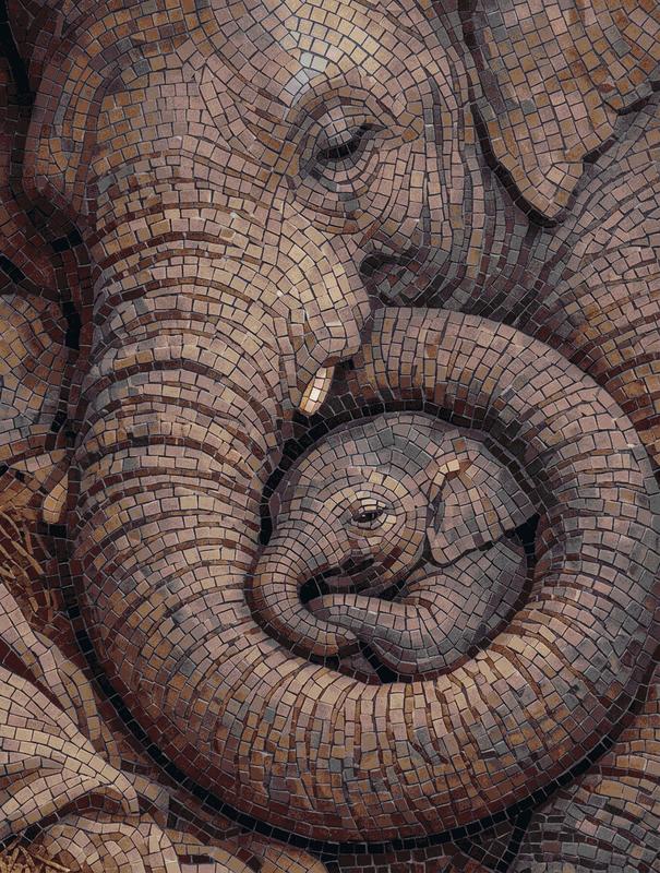 Mother Elephant and Calf Mosaic Art - Tender Bond