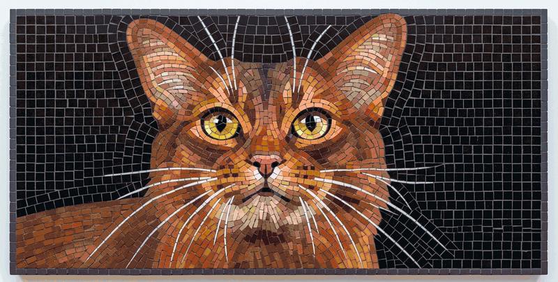 Detailed Mosaic Cat Portrait Art