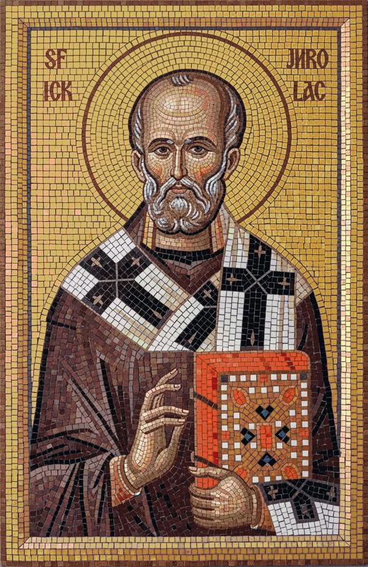 Golden Mosaic Portrait of a Holy Saint