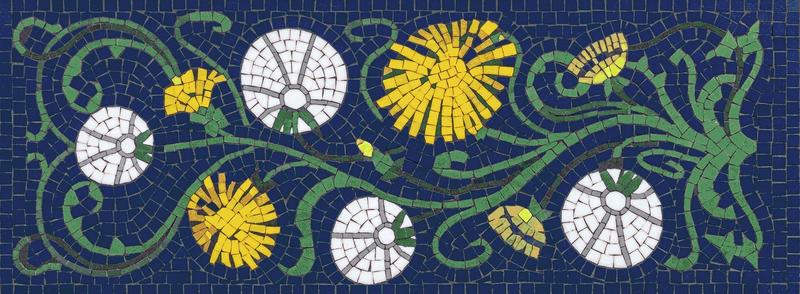 Floral Rhythm Mosaic Art - Yellow and White Blooms