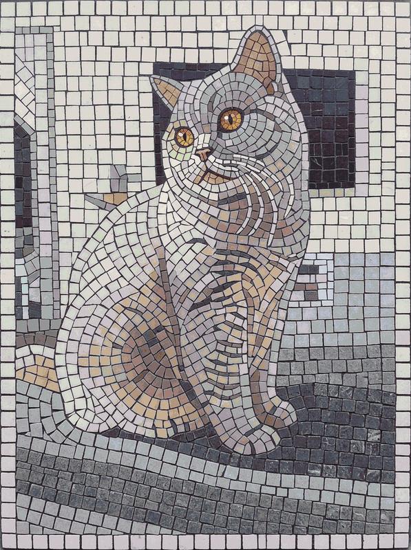 Elegant Mosaic Cat Art - 60x80 cm