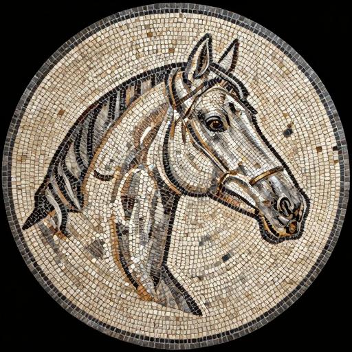 Custom Stallion Portrait Round Mosaic Art
