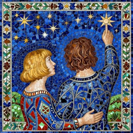 Lovers Under the Stars - Florentine Mosaic Art