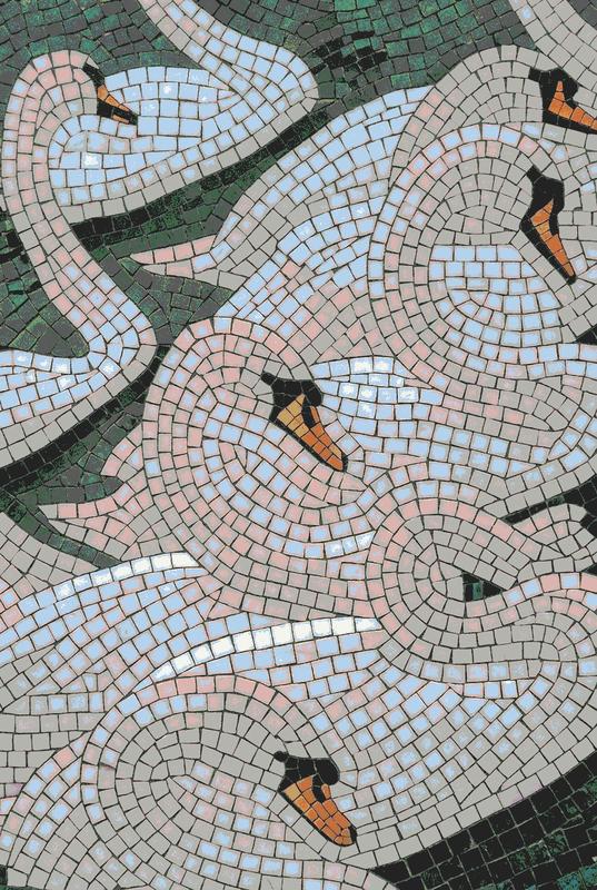White Swans Mosaic Art - Elegant Wall Decor