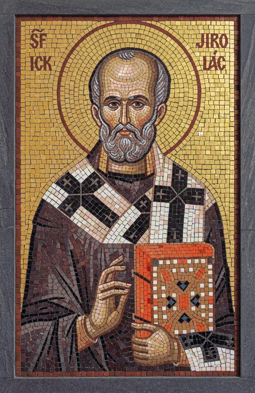 Mosaic Portrait of a Holy Saint with Golden Halo