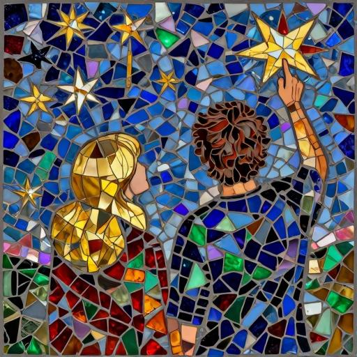 Lovers Under the Stars Mosaic Art - Opus Incertum Style