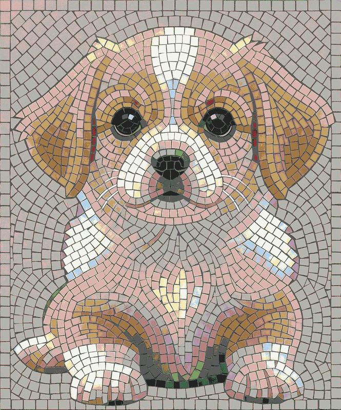 Cute Puppy Mosaic Art - Classical AI Style