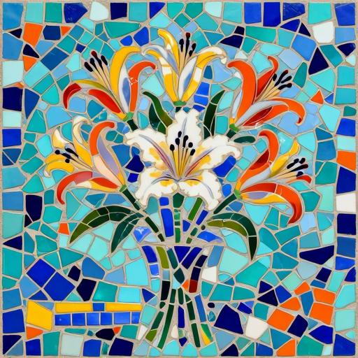 Trencadís Mosaic Bouquet of Lilies - Custom Art Piece