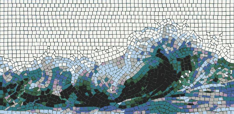 Abstract Ocean Wave Mosaic Art - 120x59 cm