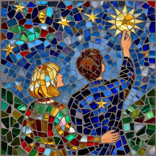 Lovers Under the Starry Sky Mosaic Art