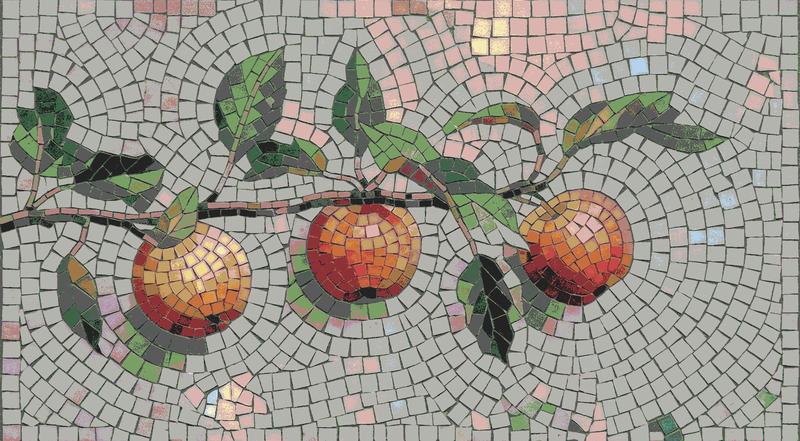 Three Red Apples Mosaic Art - Nature Collection