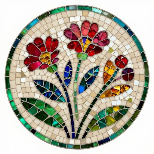 Custom Floral Circular Mosaic Art - Nature Theme