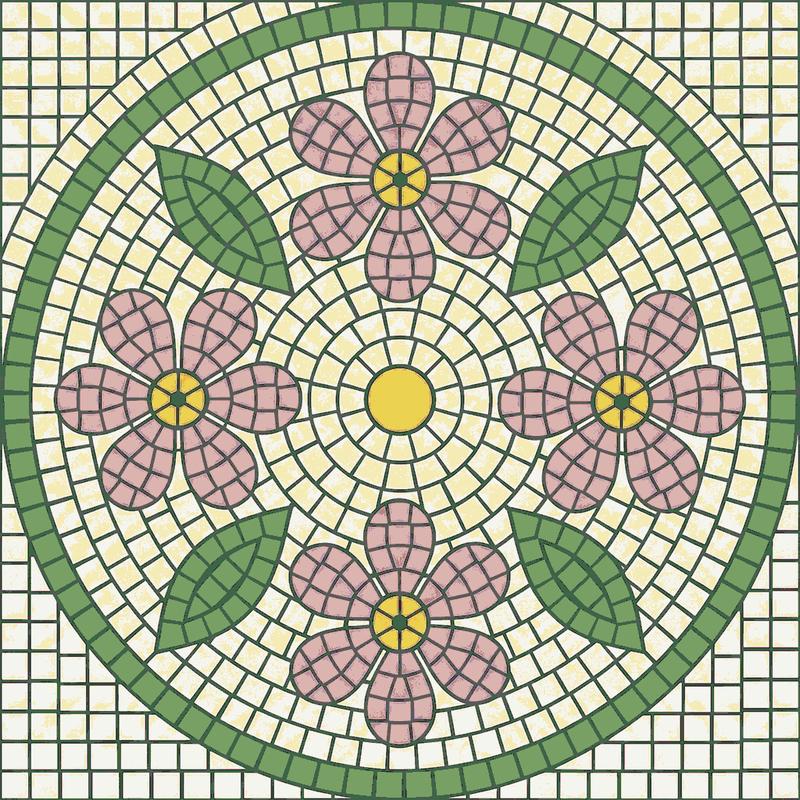 Floral Circle Mosaic Art - 42x42 cm