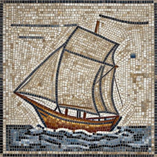 Sailboat at Sea Mosaic Art - Opus Tessellatum Style