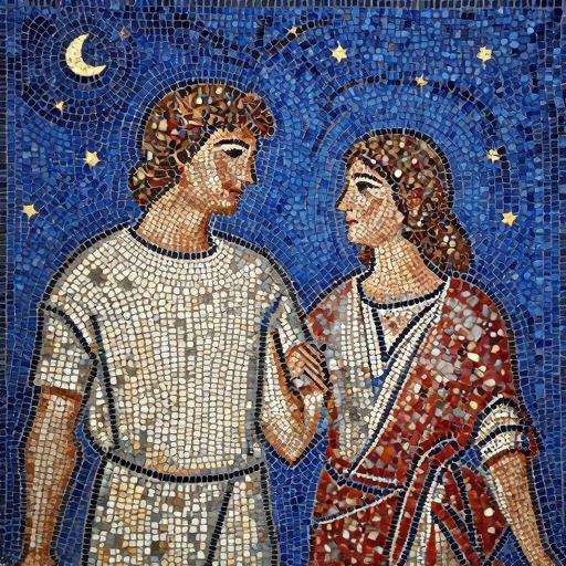 Lovers Under a Starry Sky - Custom Opus Tessellatum Mosaic