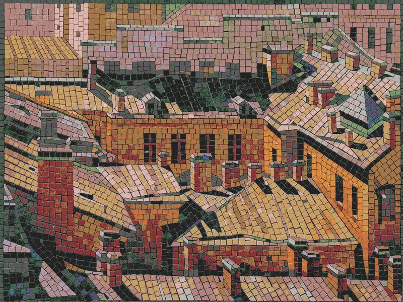 City Rooftops Mosaic Art - Architectural Landscape
